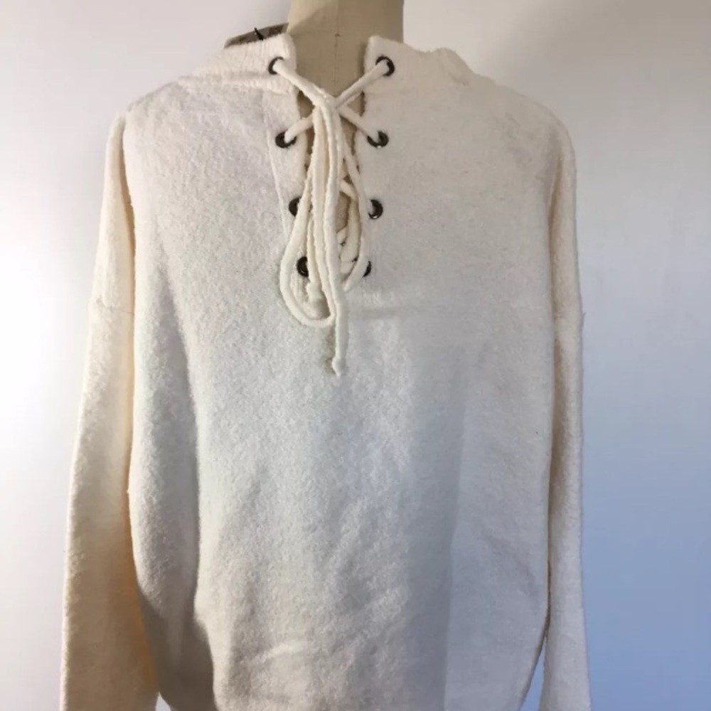 Zara knit oversized boho sweater braided back Sz S